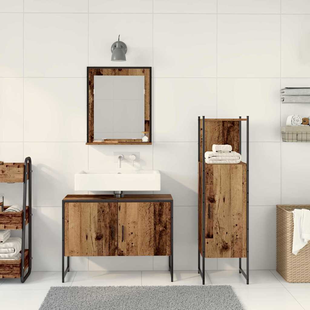 vidaXL Zestaw mebli łazienkowych 3 pcs Brązowy Materiał drewnopochodny