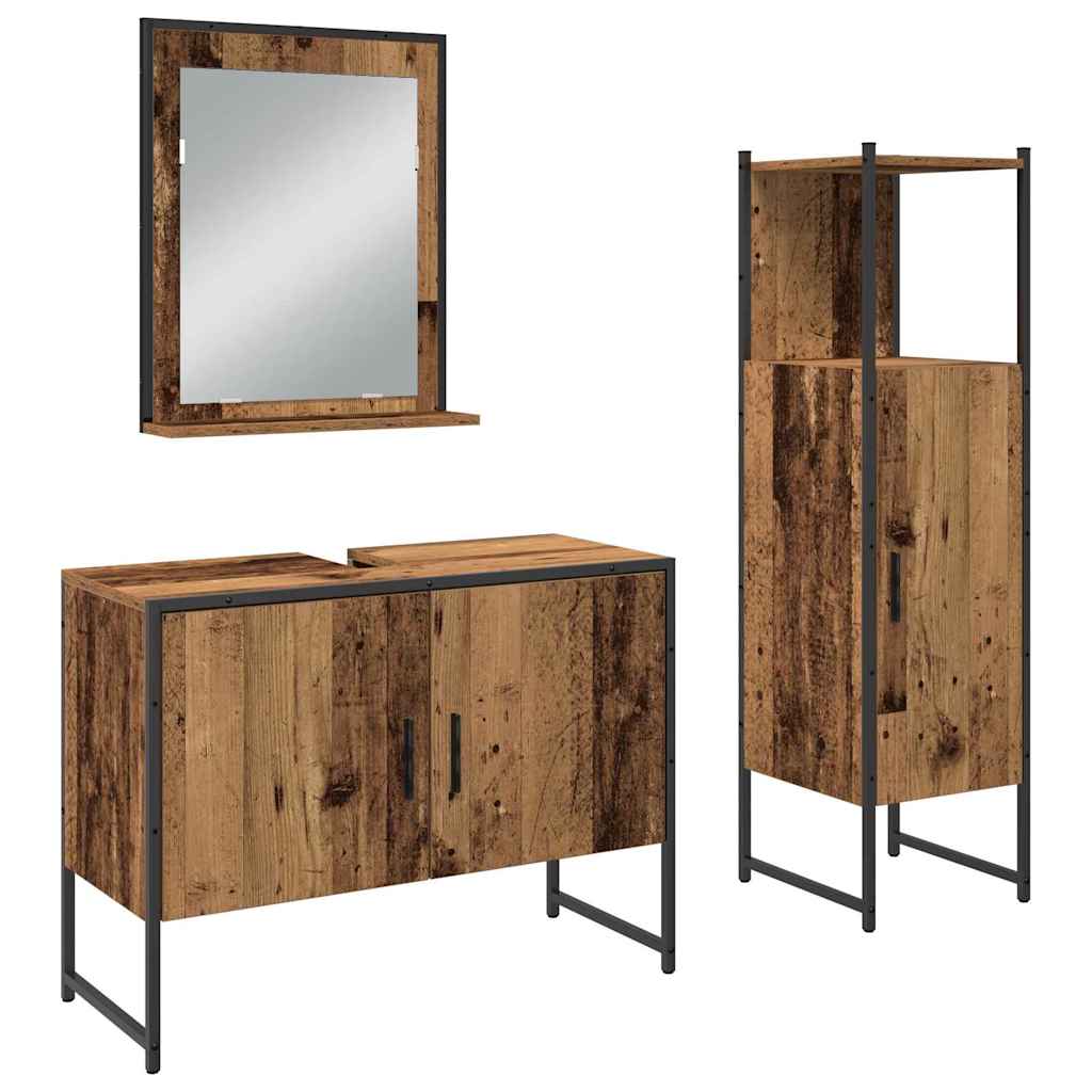 vidaXL Zestaw mebli łazienkowych 3 pcs Brązowy Materiał drewnopochodny