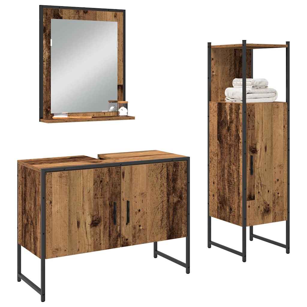 vidaXL Zestaw mebli łazienkowych 3 pcs Brązowy Materiał drewnopochodny