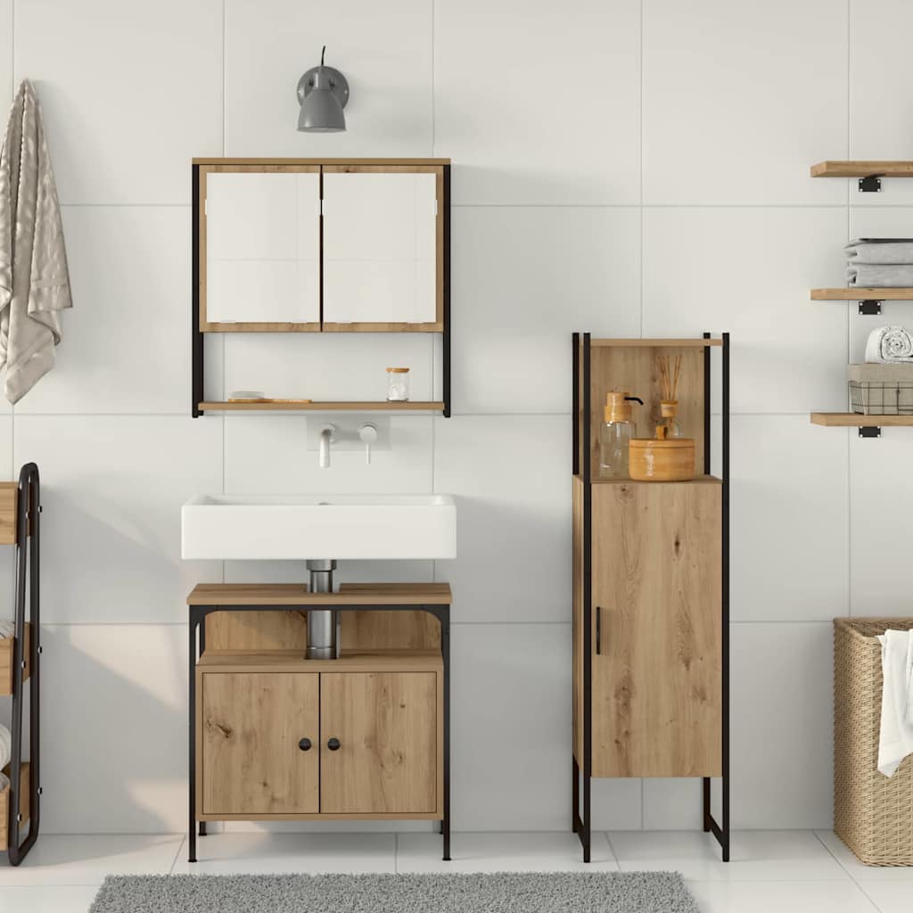vidaXL Zestaw mebli łazienkowych 3 pcs Brązowy Materiał drewnopochodny