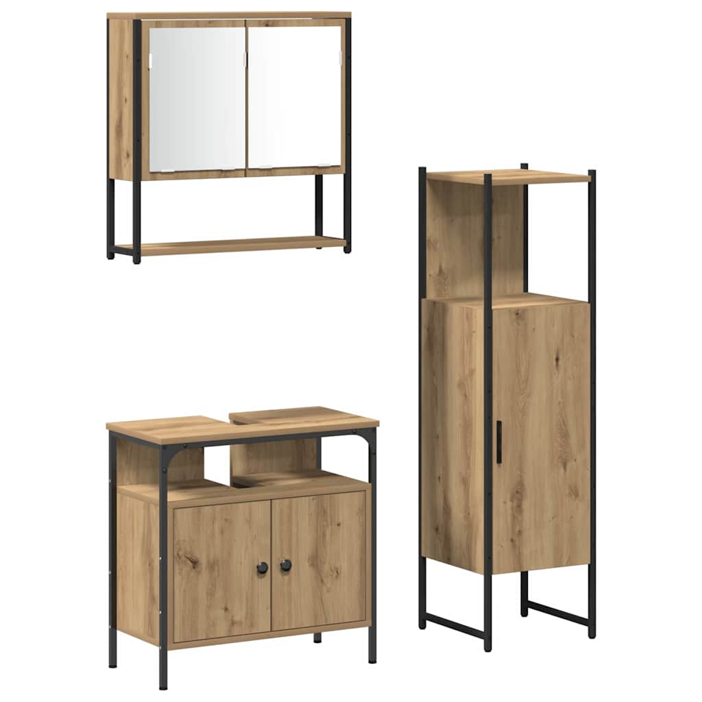 vidaXL Zestaw mebli łazienkowych 3 pcs Brązowy Materiał drewnopochodny