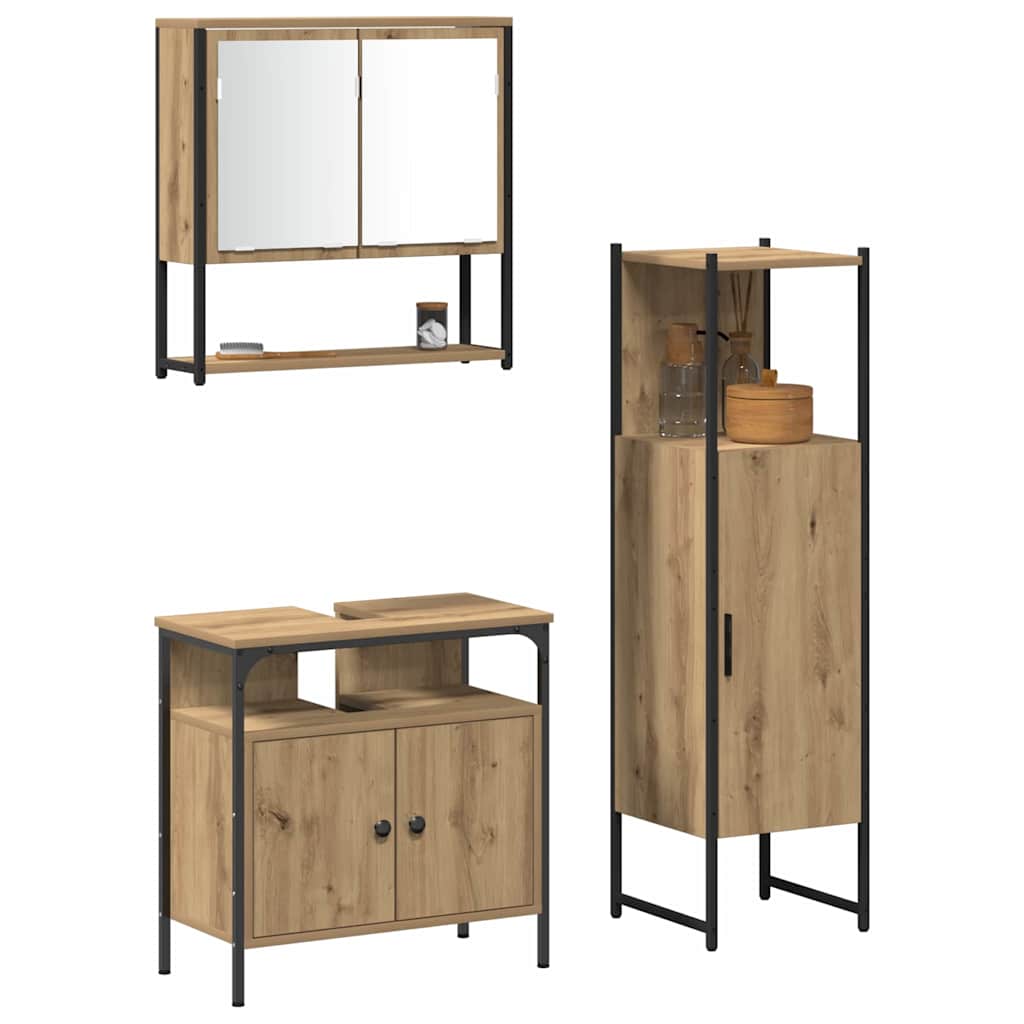 vidaXL Zestaw mebli łazienkowych 3 pcs Brązowy Materiał drewnopochodny