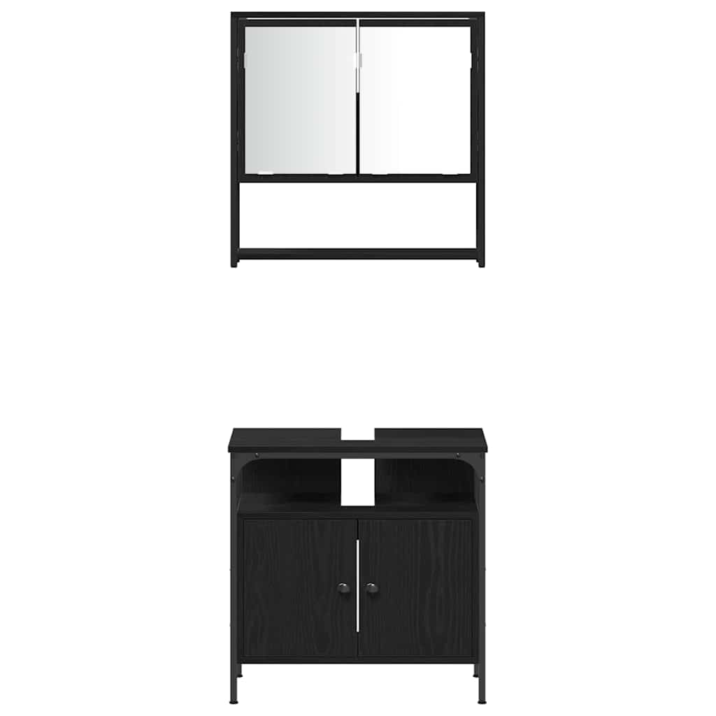 vidaXL Zestaw mebli łazienkowych 3 pcs Czarny Materiał drewnopochodny