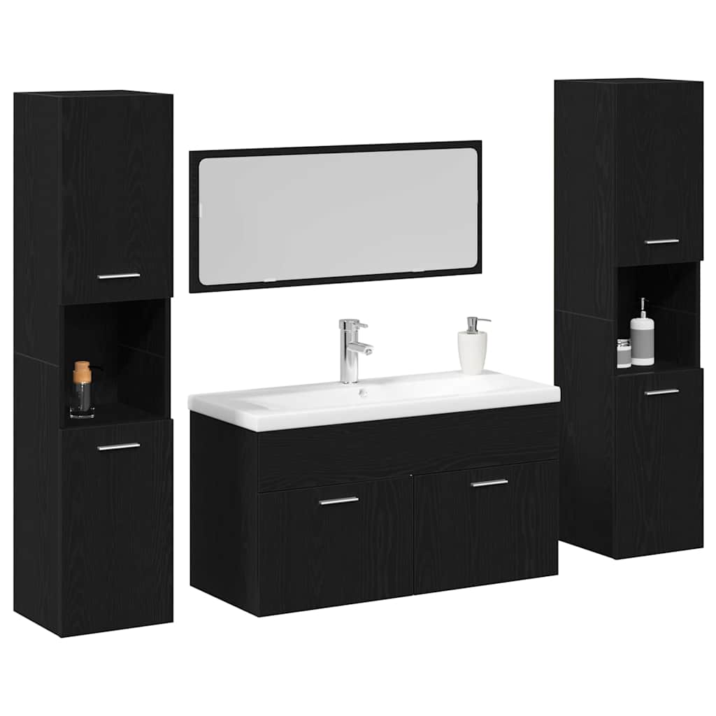 vidaXL Zestaw mebli łazienkowych Montowane na ścianie 4 pcs Czarny Dąb