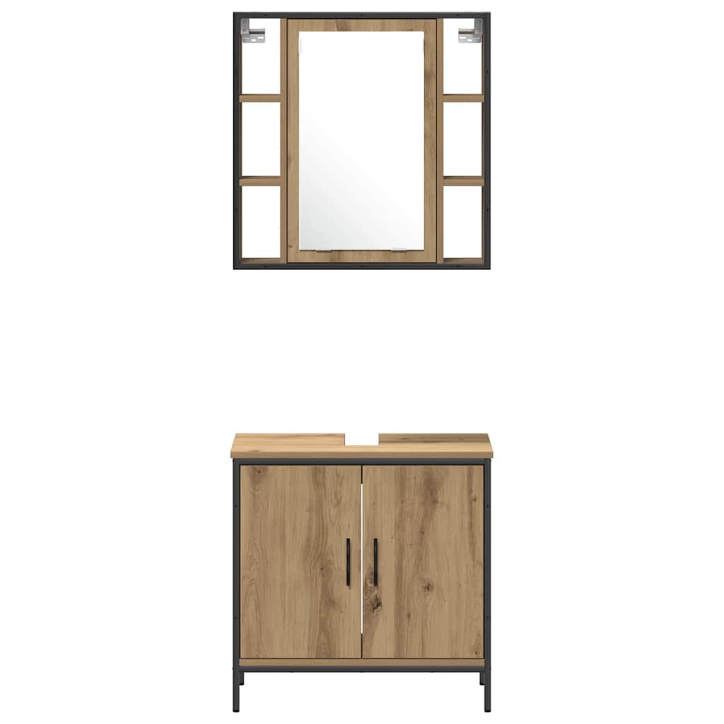 vidaXL Jednostki Umywalkowe do Łazienki z półką 3 pcs Brązowy