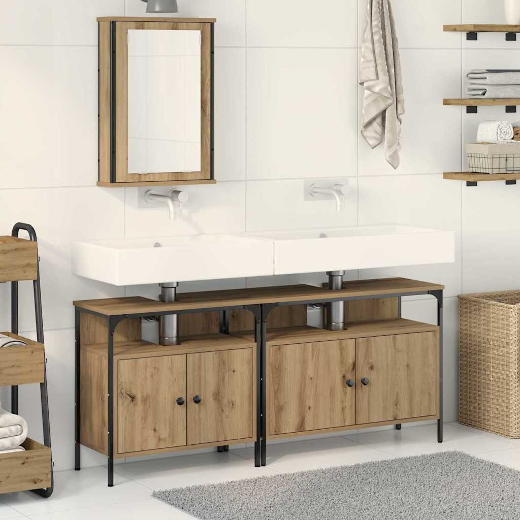 vidaXL Jednostki Umywalkowe do Łazienki z półką 3 pcs Brązowy