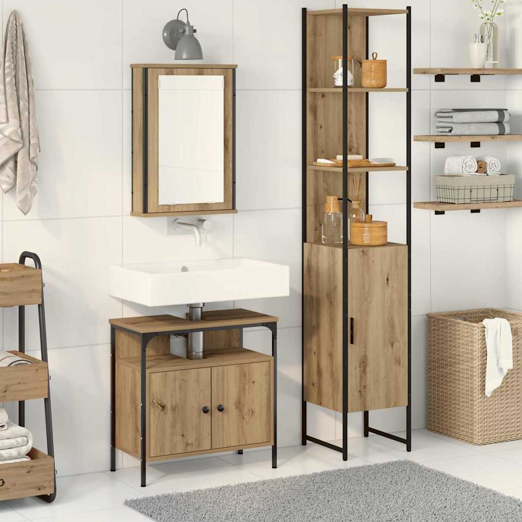vidaXL Zestaw mebli łazienkowych z półką 3 pcs Dąb rzemieślniczy