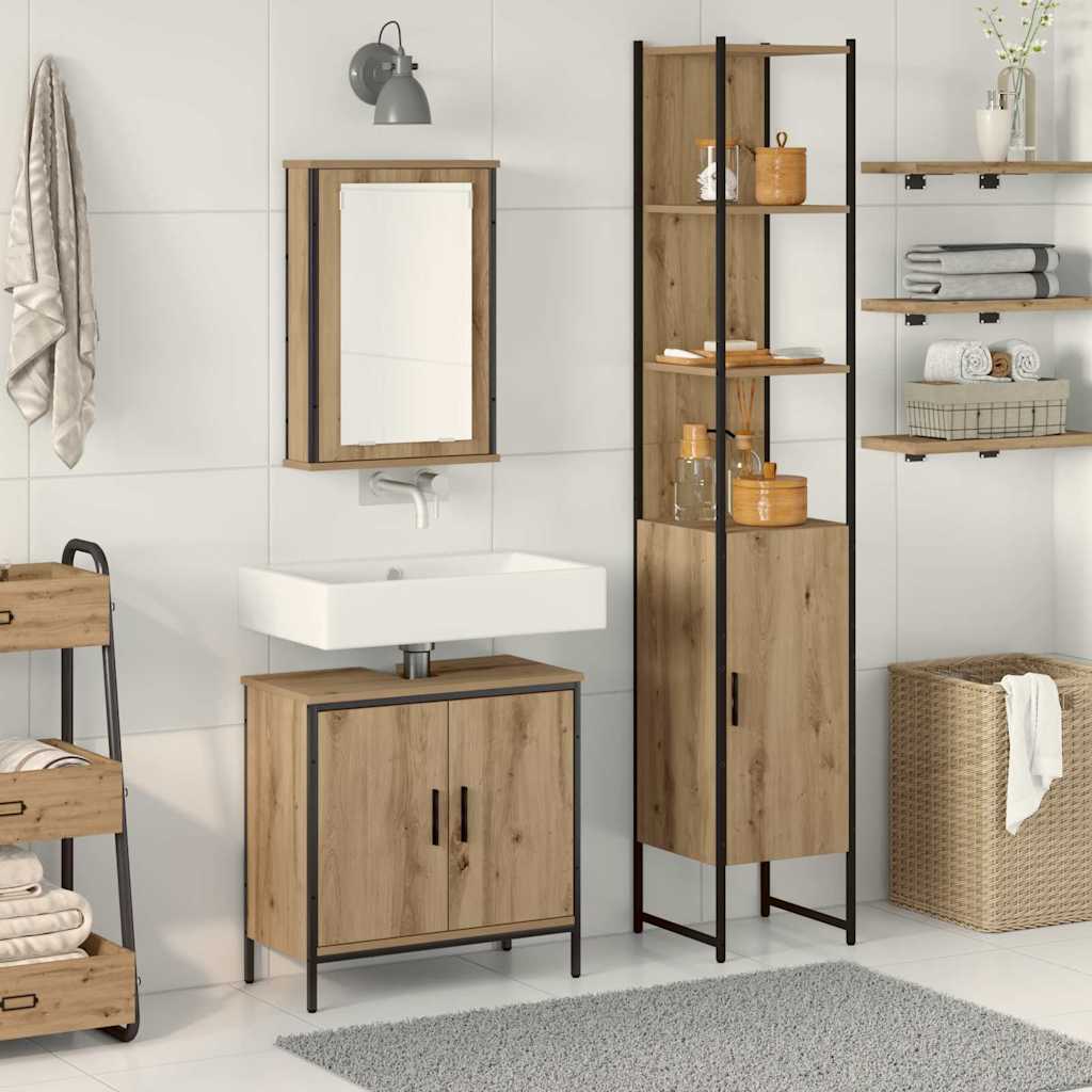 vidaXL Zestaw mebli łazienkowych 3 pcs Brązowy Materiał drewnopochodny