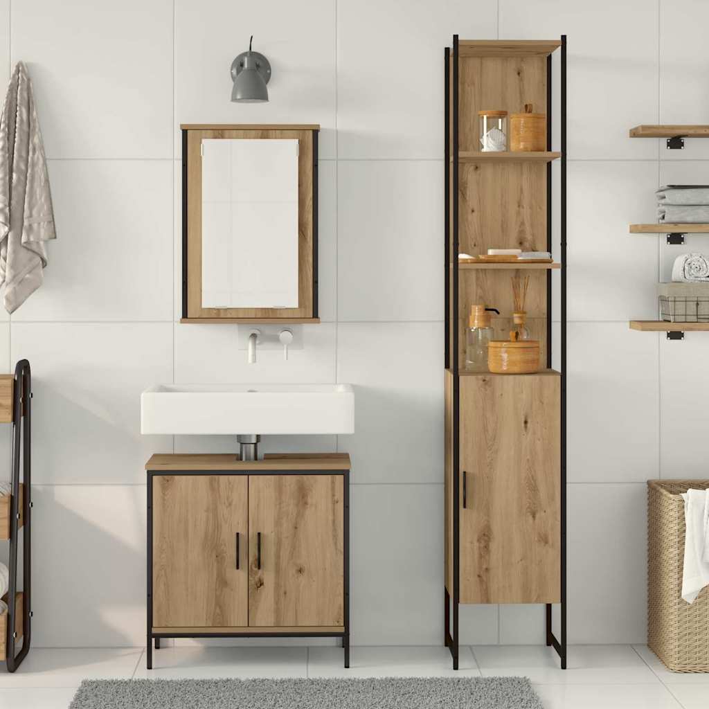 vidaXL Zestaw mebli łazienkowych 3 pcs Brązowy Materiał drewnopochodny