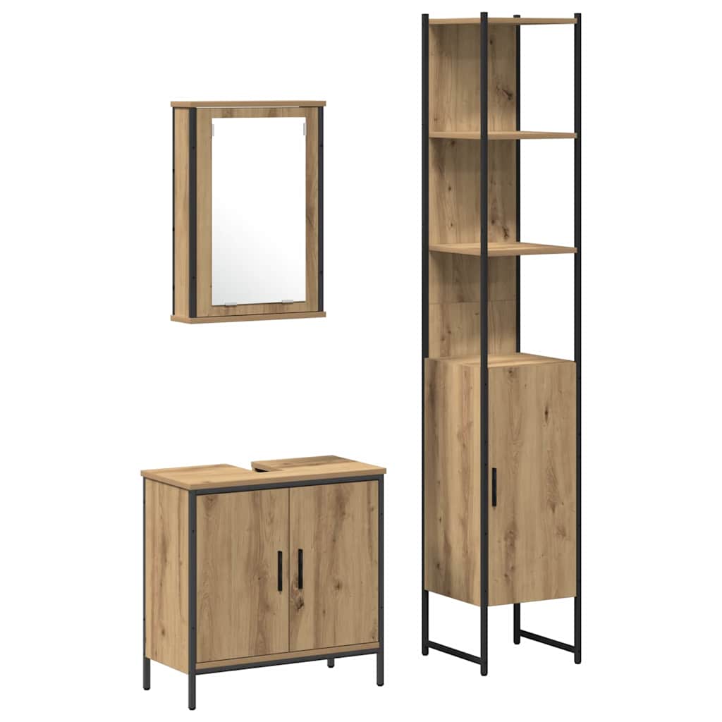 vidaXL Zestaw mebli łazienkowych 3 pcs Brązowy Materiał drewnopochodny