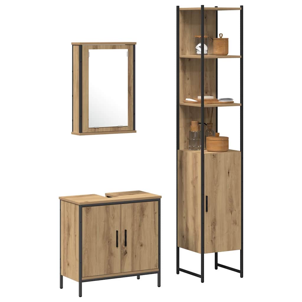 vidaXL Zestaw mebli łazienkowych 3 pcs Brązowy Materiał drewnopochodny
