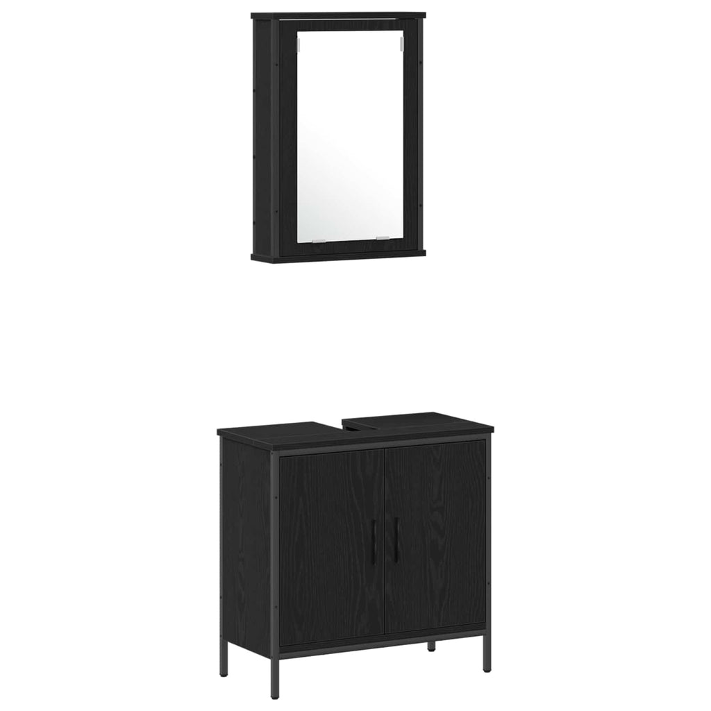 vidaXL Zestaw mebli łazienkowych 3 pcs Czarny Materiał drewnopochodny