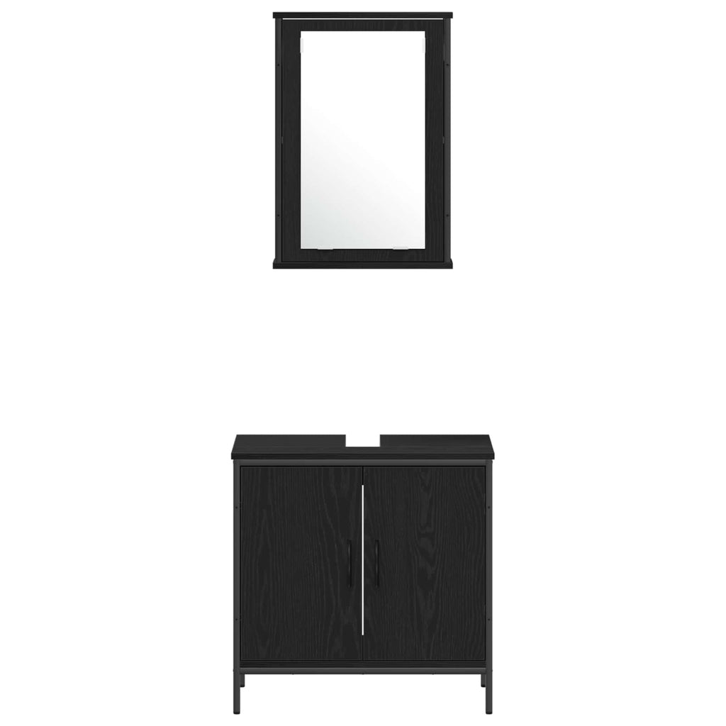 vidaXL Zestaw mebli łazienkowych 3 pcs Czarny Materiał drewnopochodny