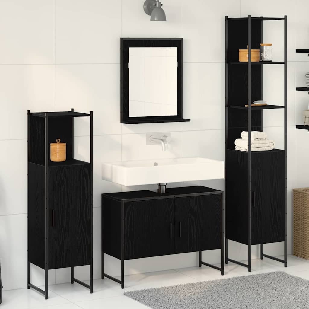 vidaXL Zestaw mebli łazienkowych 4 pcs Czarny Materiał drewnopochodny