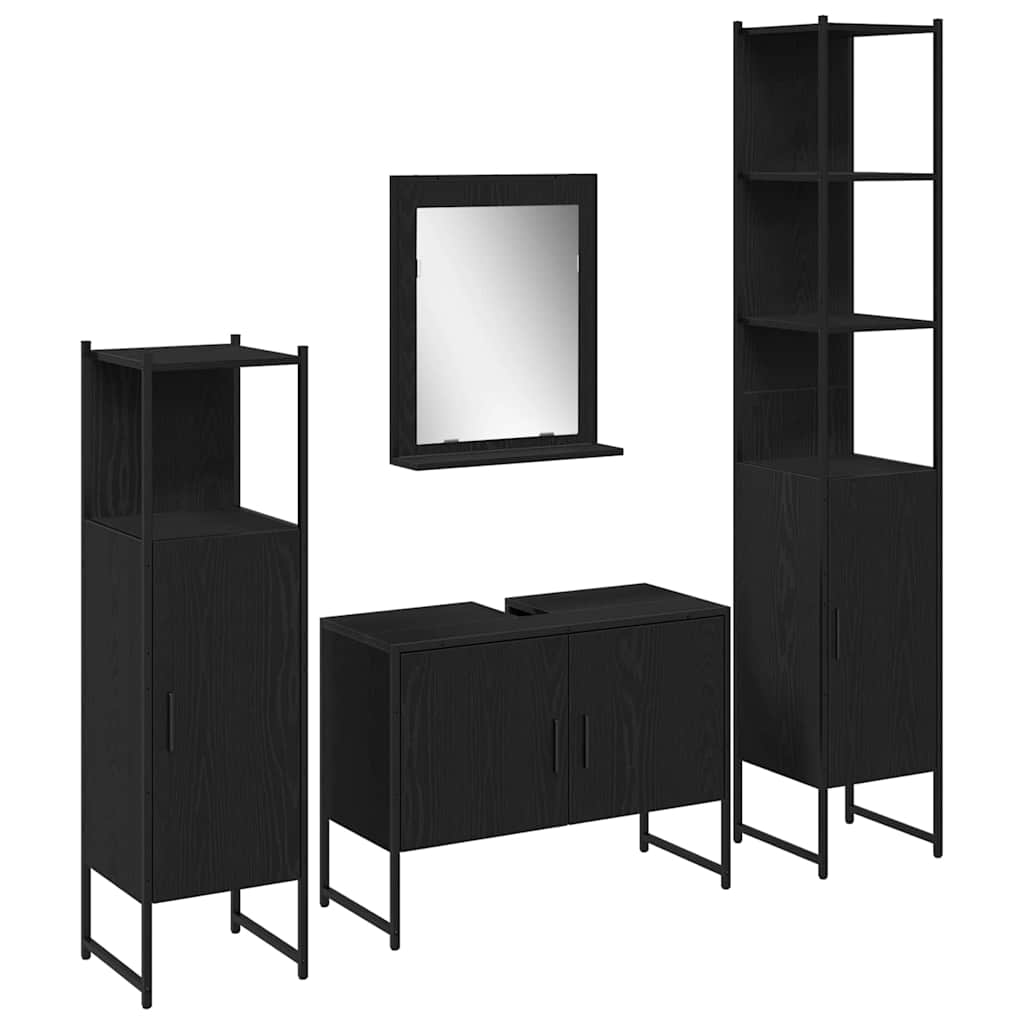 vidaXL Zestaw mebli łazienkowych 4 pcs Czarny Materiał drewnopochodny