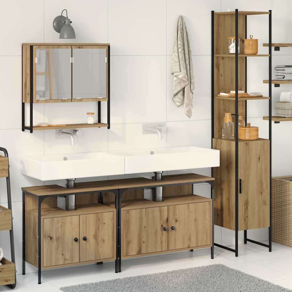 vidaXL Zestaw mebli łazienkowych z półką z drzwiami 4 pcs dąb artisan