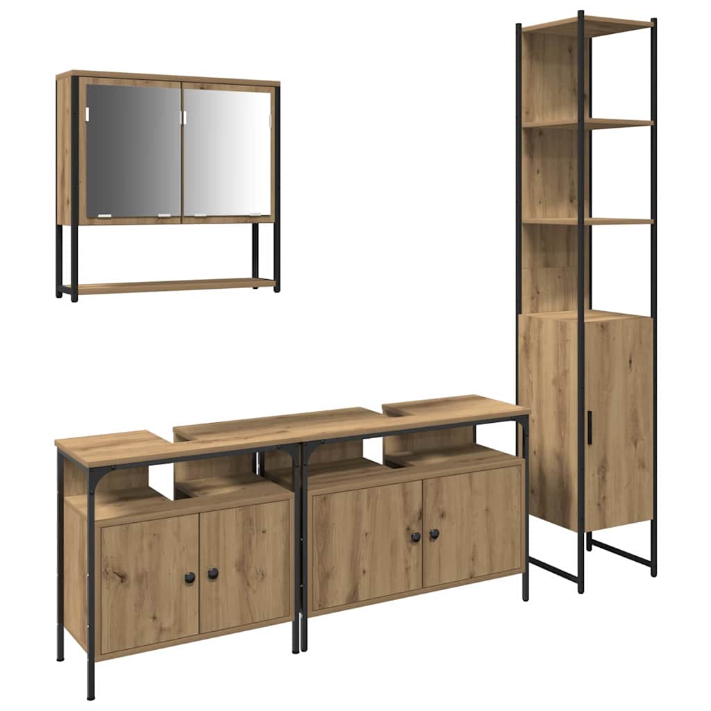vidaXL Zestaw mebli łazienkowych z półką z drzwiami 4 pcs dąb artisan