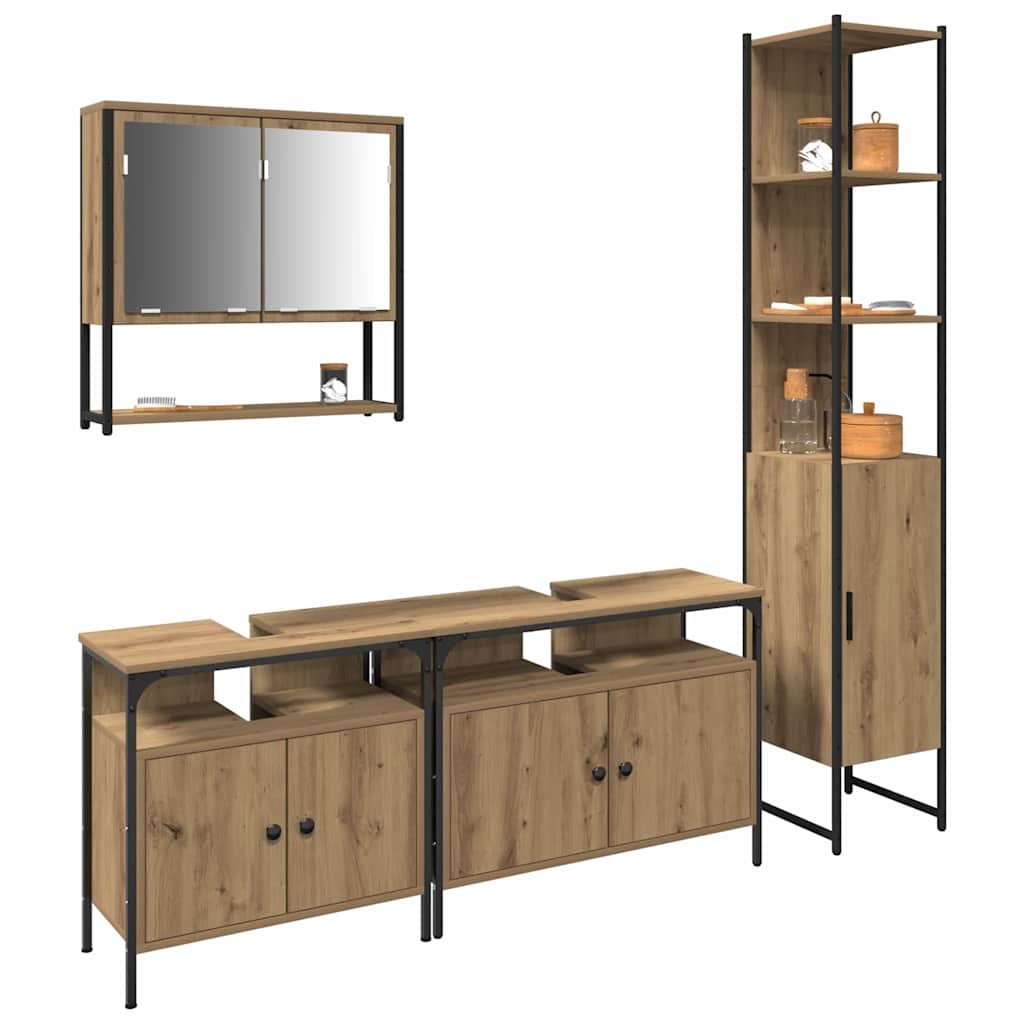 vidaXL Zestaw mebli łazienkowych z półką z drzwiami 4 pcs dąb artisan