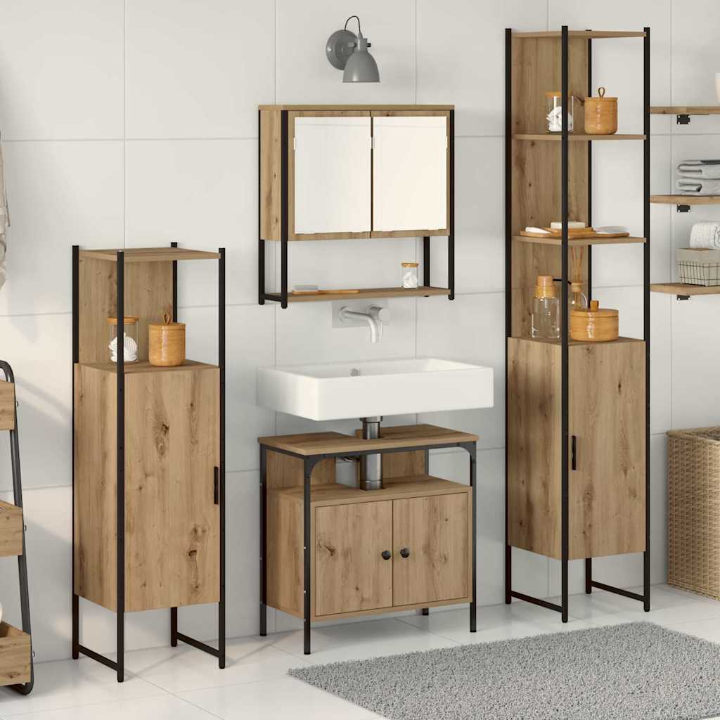 vidaXL Zestaw mebli łazienkowych z półką z drzwiami 4 pcs dąb artisan