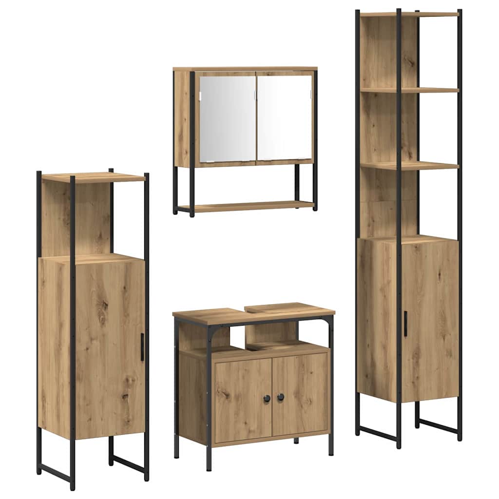 vidaXL Zestaw mebli łazienkowych z półką z drzwiami 4 pcs dąb artisan