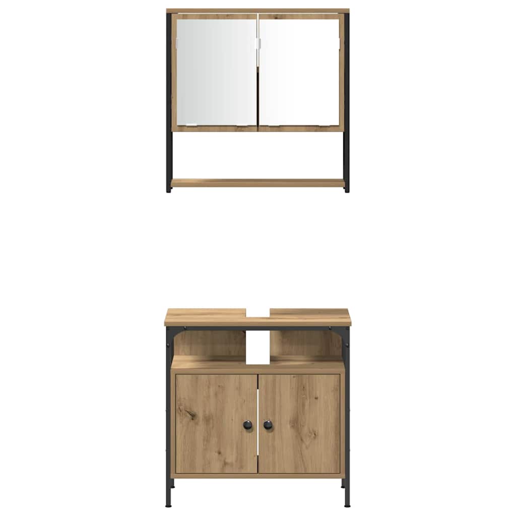 vidaXL Zestaw mebli łazienkowych z półką z drzwiami 4 pcs dąb artisan