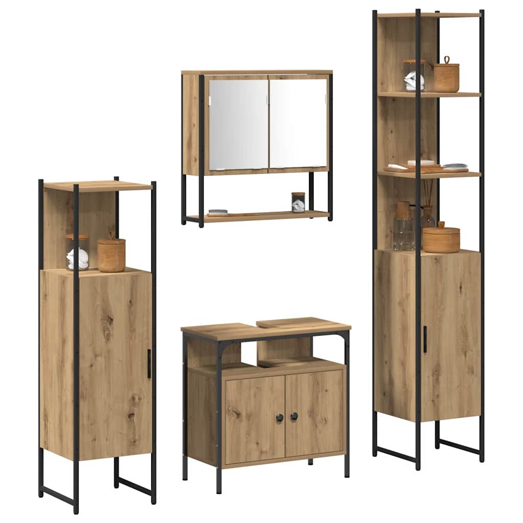 vidaXL Zestaw mebli łazienkowych z półką z drzwiami 4 pcs dąb artisan