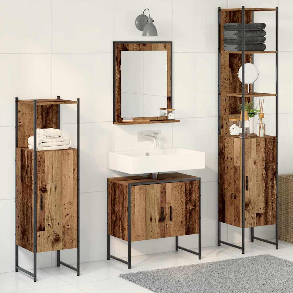 vidaXL Zestaw mebli łazienkowych 4 pcs Brązowy 33 x 33 x 185.5 cm