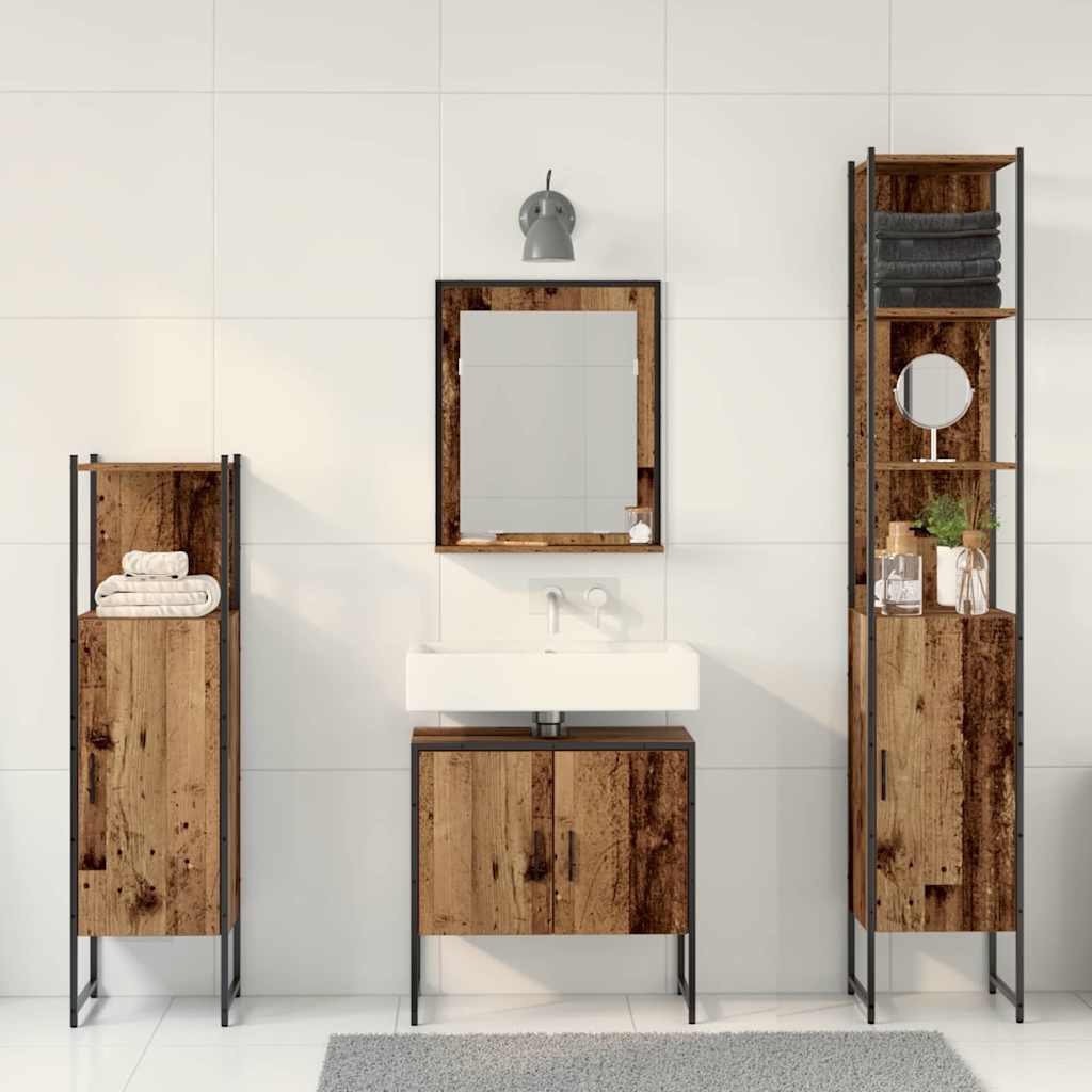vidaXL Zestaw mebli łazienkowych 4 pcs Brązowy 33 x 33 x 185.5 cm