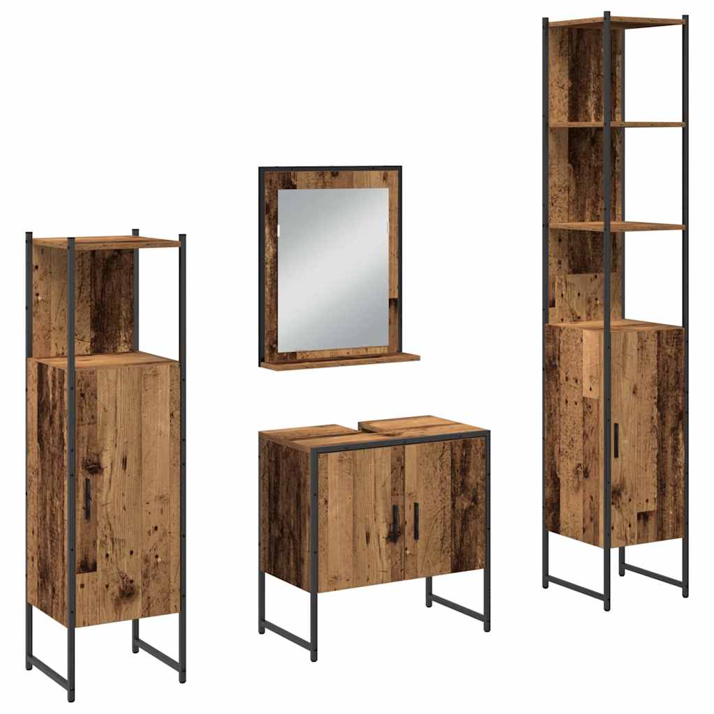 vidaXL Zestaw mebli łazienkowych 4 pcs Brązowy 33 x 33 x 185.5 cm