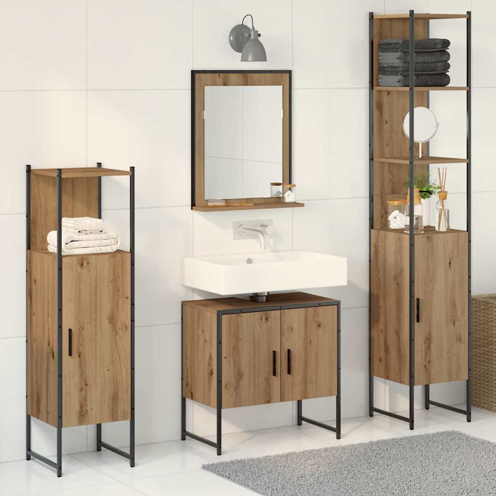 vidaXL Zestaw mebli łazienkowych 4 pcs Brązowy 33 x 33 x 185.5 cm