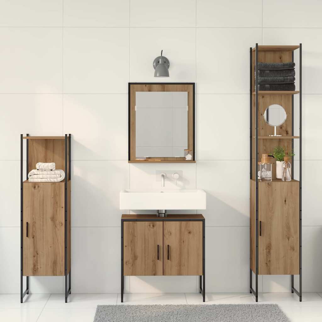 vidaXL Zestaw mebli łazienkowych 4 pcs Brązowy 33 x 33 x 185.5 cm