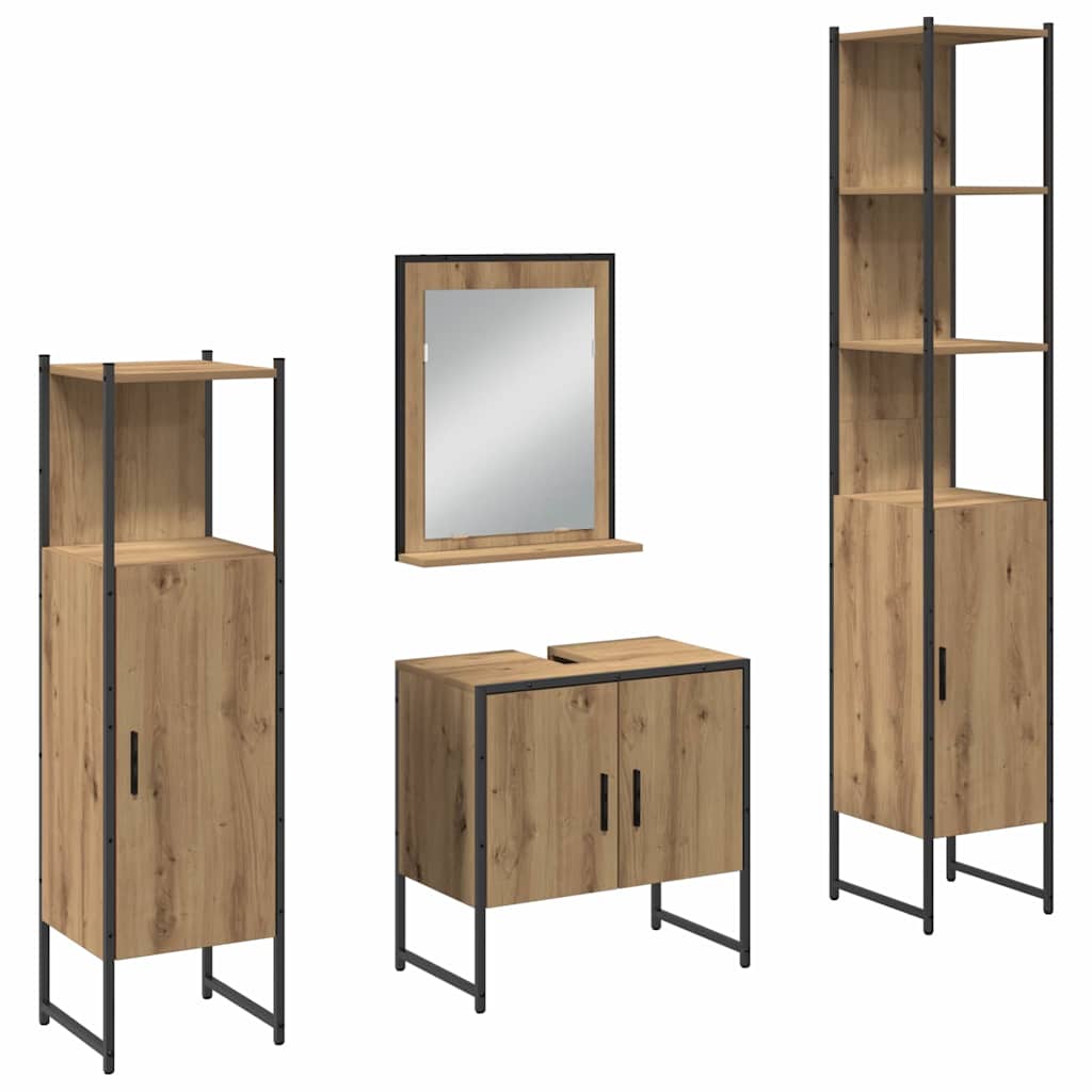 vidaXL Zestaw mebli łazienkowych 4 pcs Brązowy 33 x 33 x 185.5 cm