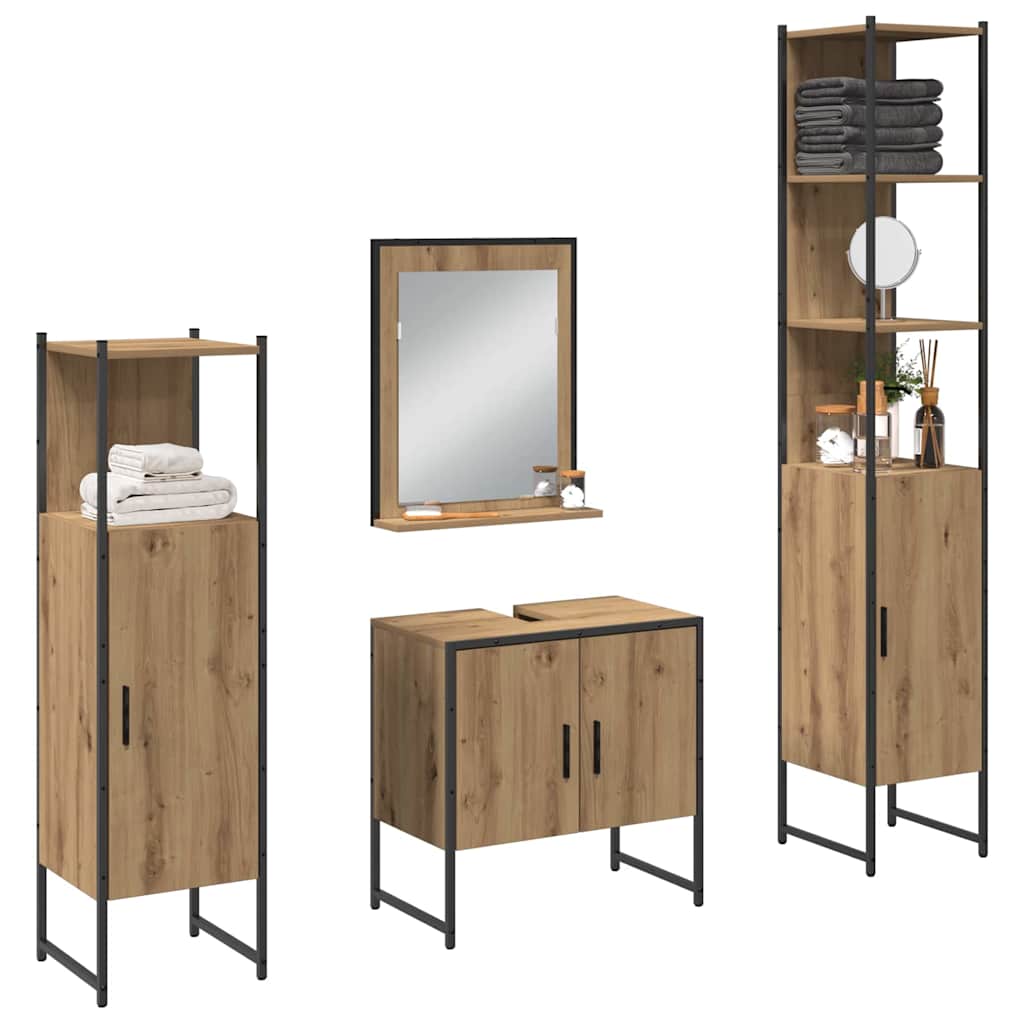 vidaXL Zestaw mebli łazienkowych 4 pcs Brązowy 33 x 33 x 185.5 cm