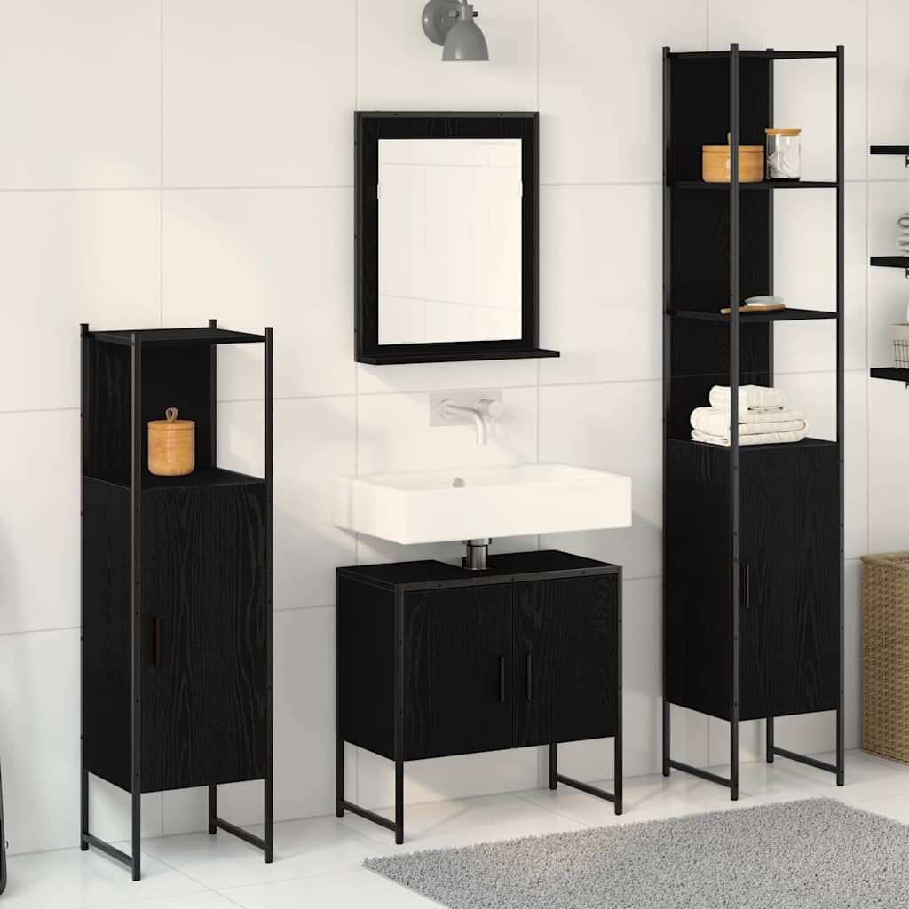 vidaXL Zestaw mebli łazienkowych 4 pcs Czarny Materiał drewnopochodny