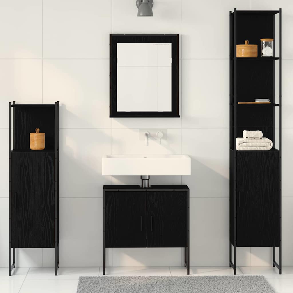 vidaXL Zestaw mebli łazienkowych 4 pcs Czarny Materiał drewnopochodny