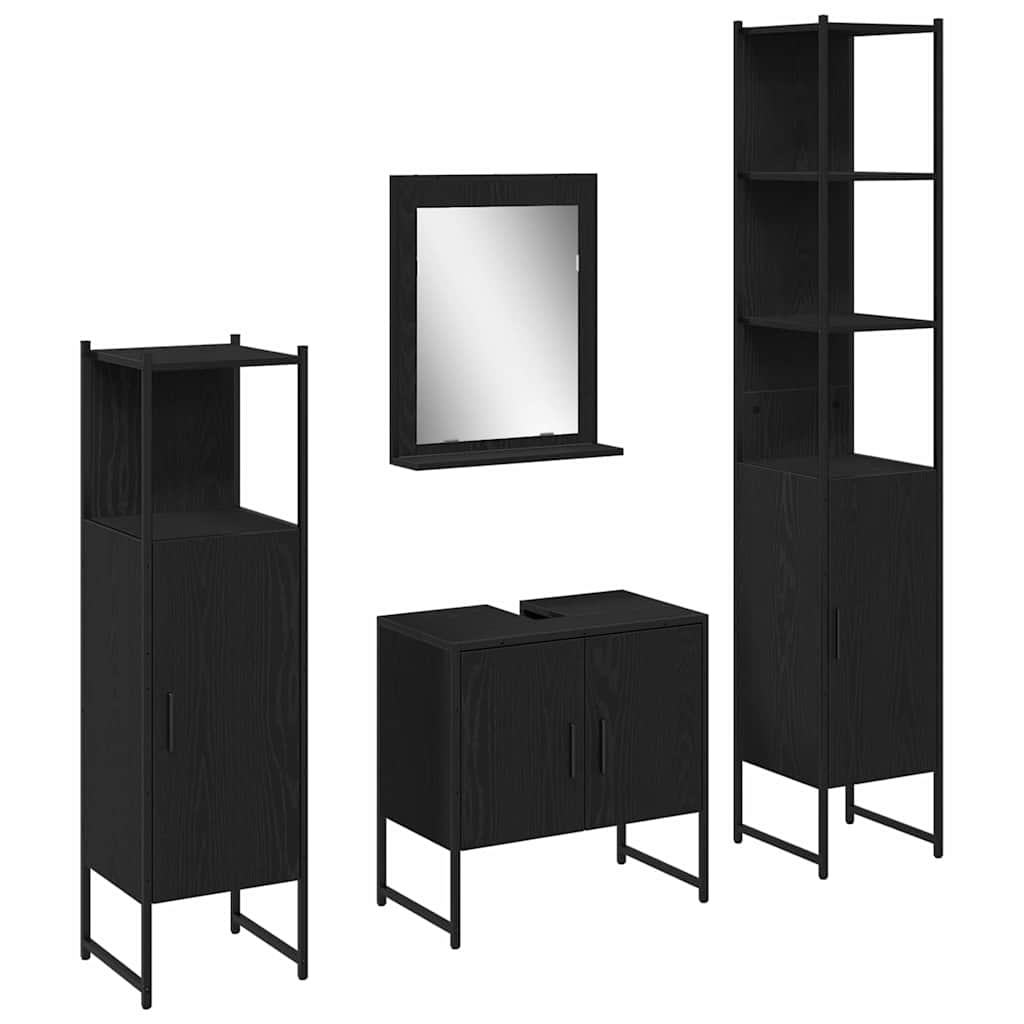 vidaXL Zestaw mebli łazienkowych 4 pcs Czarny Materiał drewnopochodny