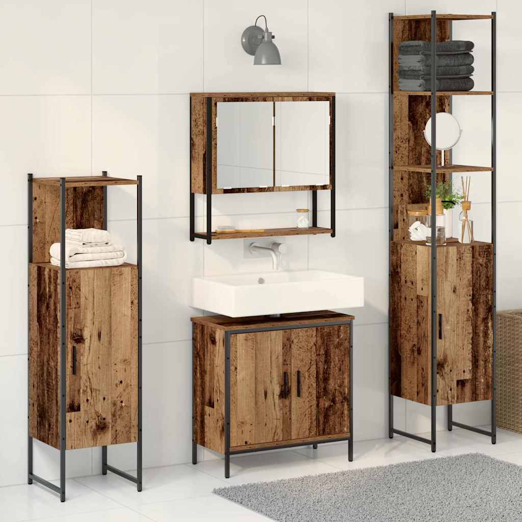 vidaXL Zestaw mebli łazienkowych 4 pcs Brązowy 33 x 33 x 185.5 cm