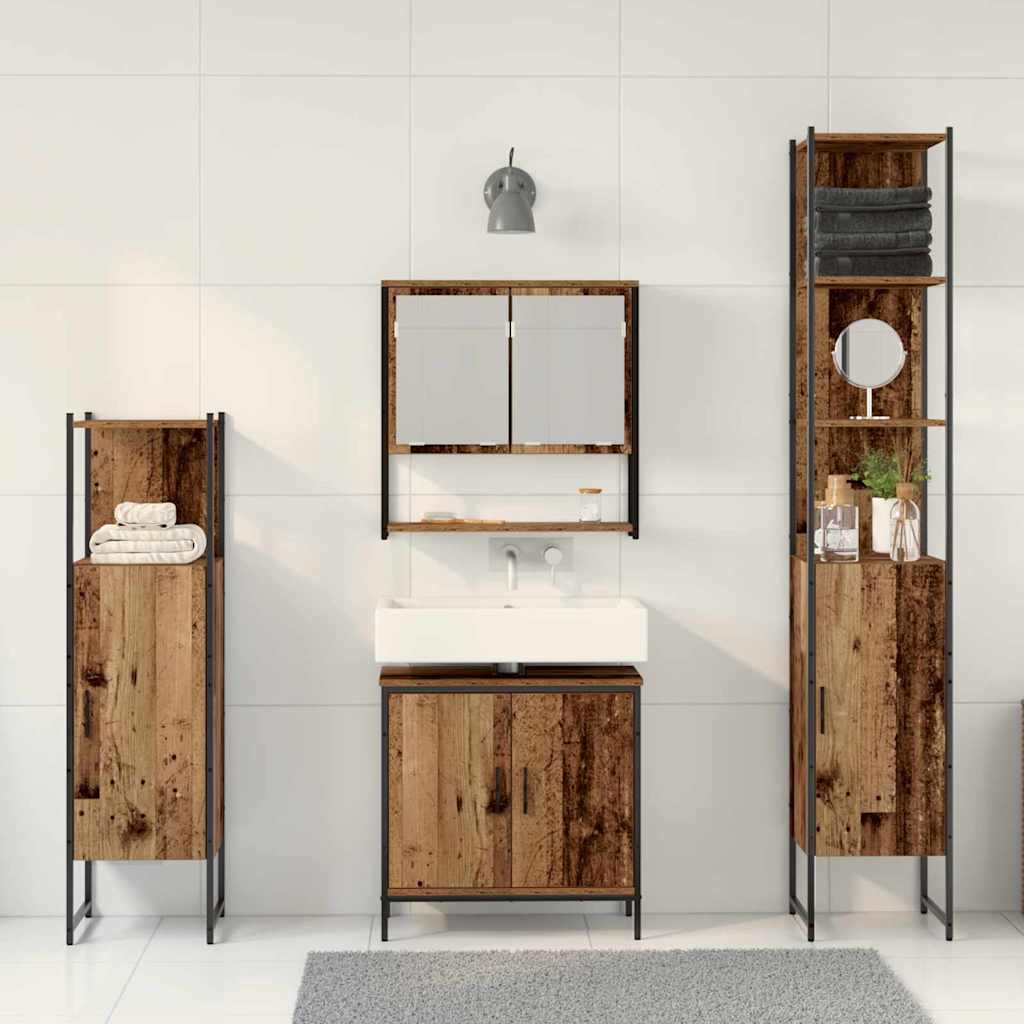 vidaXL Zestaw mebli łazienkowych 4 pcs Brązowy 33 x 33 x 185.5 cm