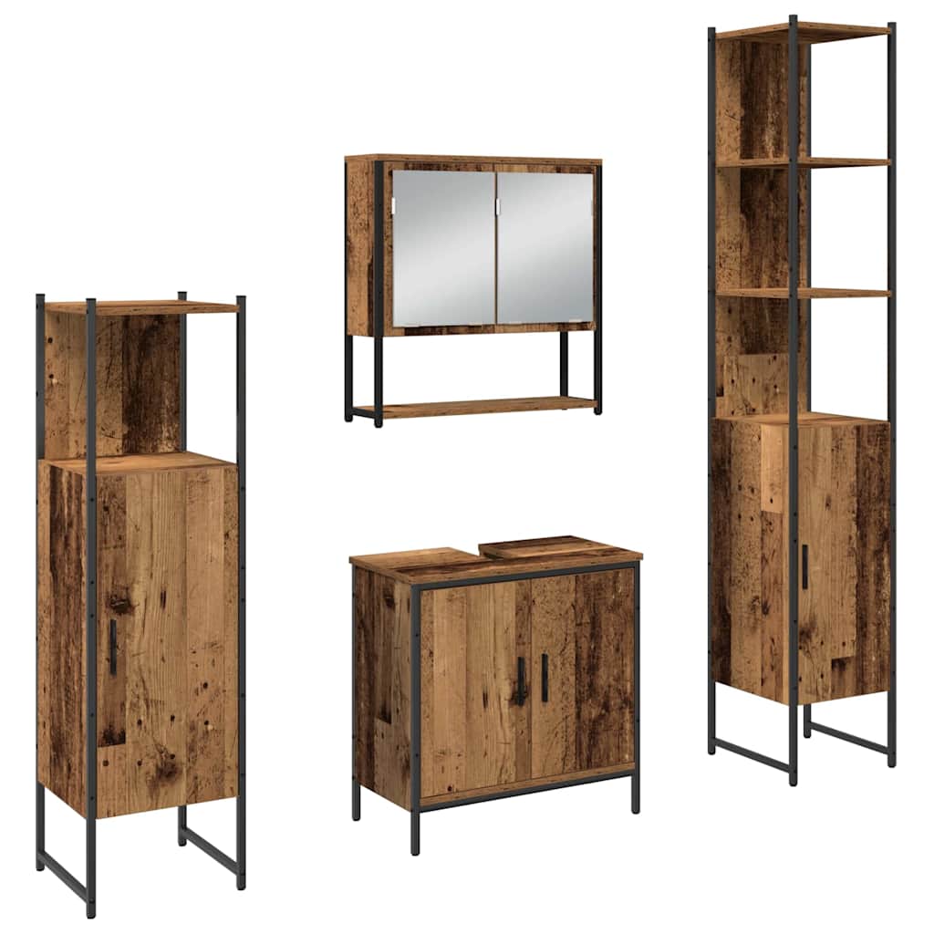 vidaXL Zestaw mebli łazienkowych 4 pcs Brązowy 33 x 33 x 185.5 cm