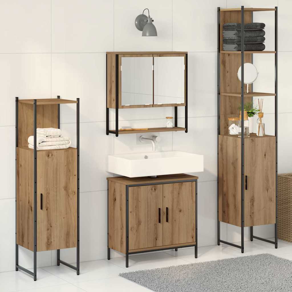 vidaXL Zestaw mebli łazienkowych 4 pcs Brązowy Materiał drewnopochodny