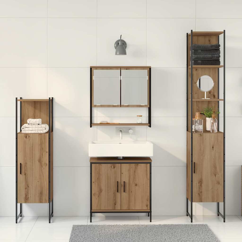 vidaXL Zestaw mebli łazienkowych 4 pcs Brązowy Materiał drewnopochodny