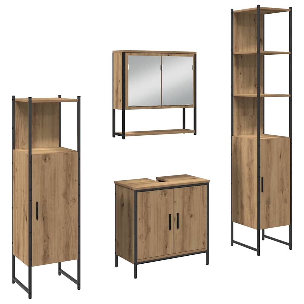 vidaXL Zestaw mebli łazienkowych 4 pcs Brązowy Materiał drewnopochodny