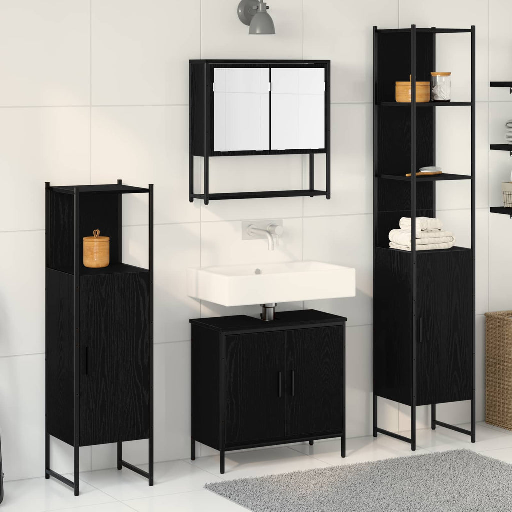 vidaXL Zestaw mebli łazienkowych 4 pcs Czarny Materiał drewnopochodny