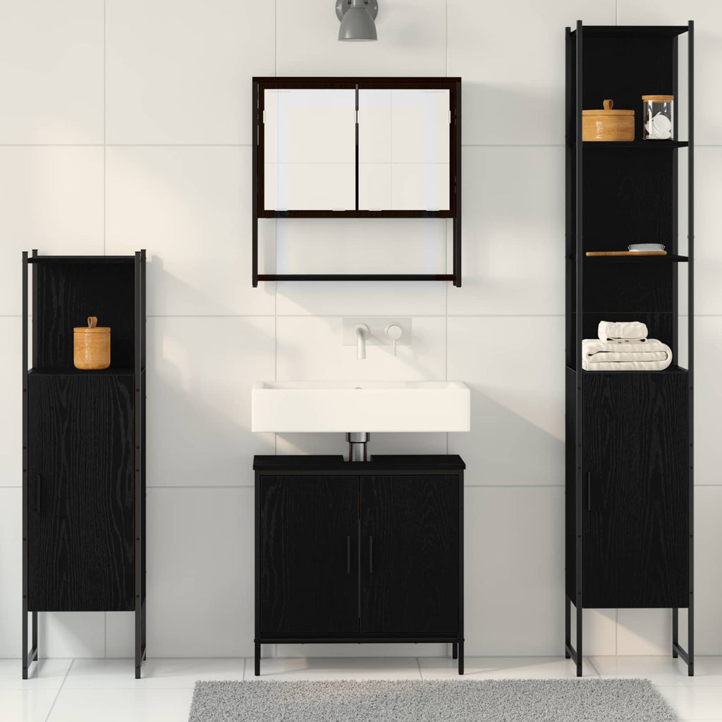 vidaXL Zestaw mebli łazienkowych 4 pcs Czarny Materiał drewnopochodny