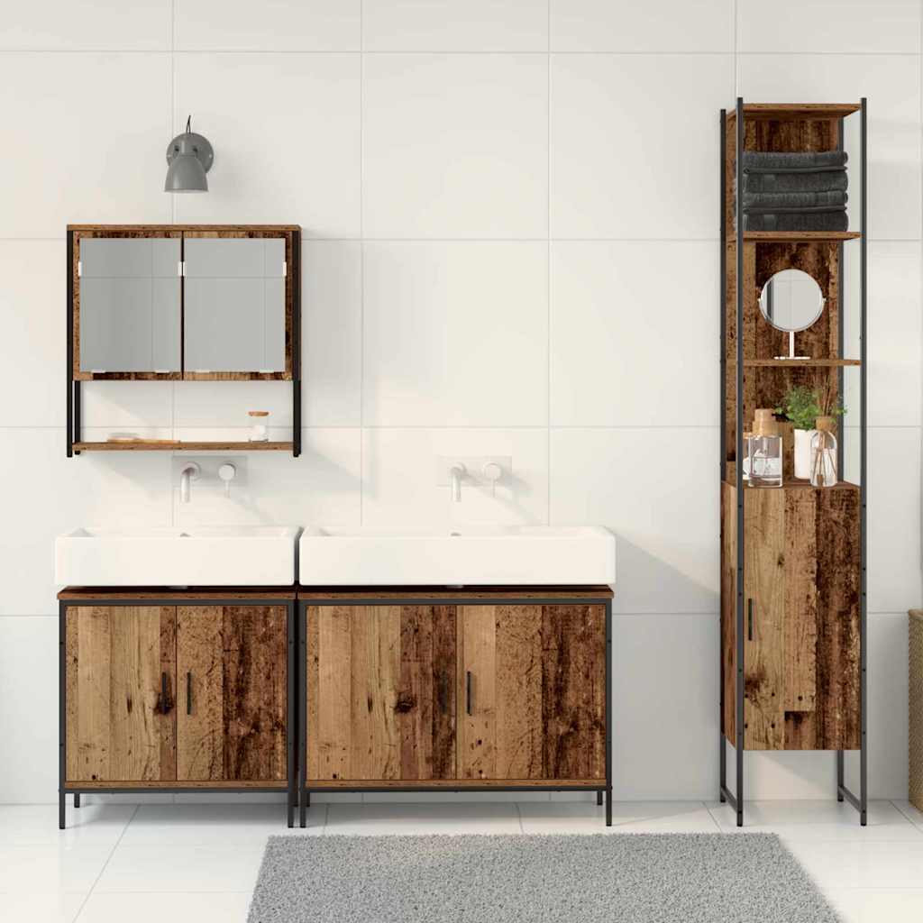 vidaXL Zestaw mebli łazienkowych 4 pcs Brązowy Materiał drewnopochodny