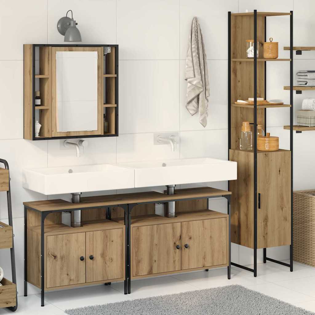 vidaXL Zestaw mebli łazienkowych z półką 4 pcs Dąb rzemieślniczy