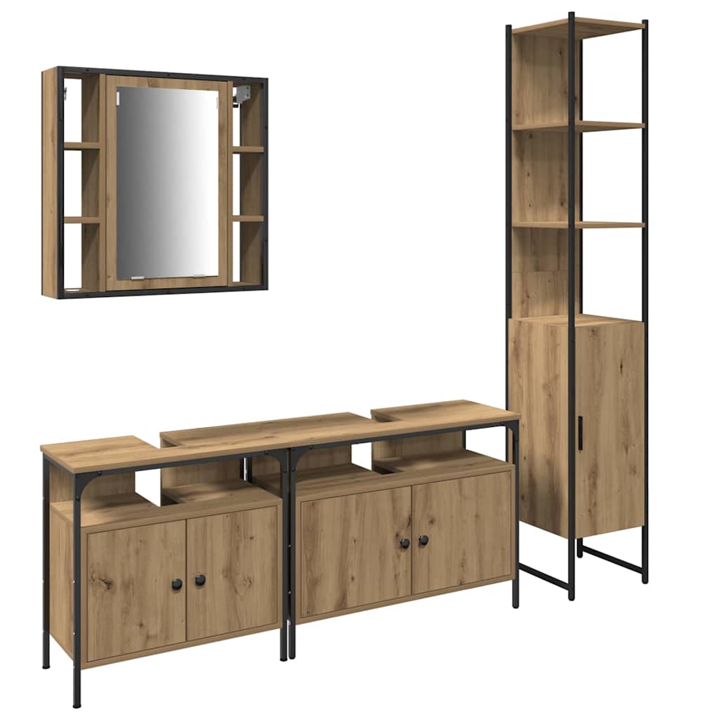 vidaXL Zestaw mebli łazienkowych z półką 4 pcs Dąb rzemieślniczy