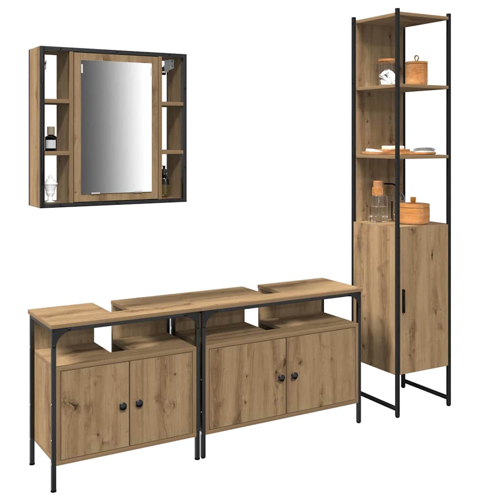 vidaXL Zestaw mebli łazienkowych z półką 4 pcs Dąb rzemieślniczy
