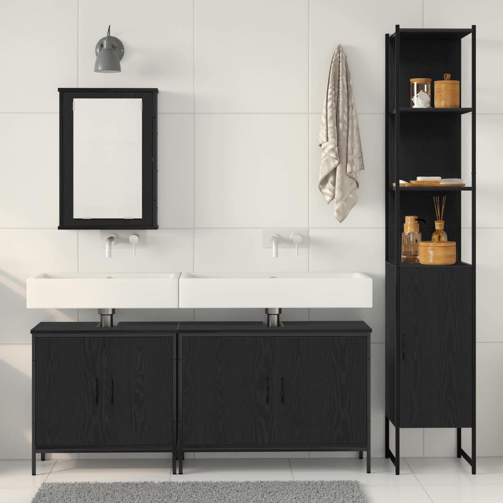 vidaXL Zestaw mebli łazienkowych 4 pcs Czarny Materiał drewnopochodny