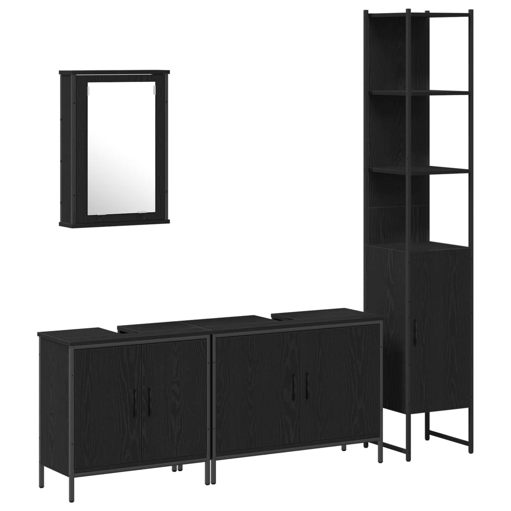vidaXL Zestaw mebli łazienkowych 4 pcs Czarny Materiał drewnopochodny